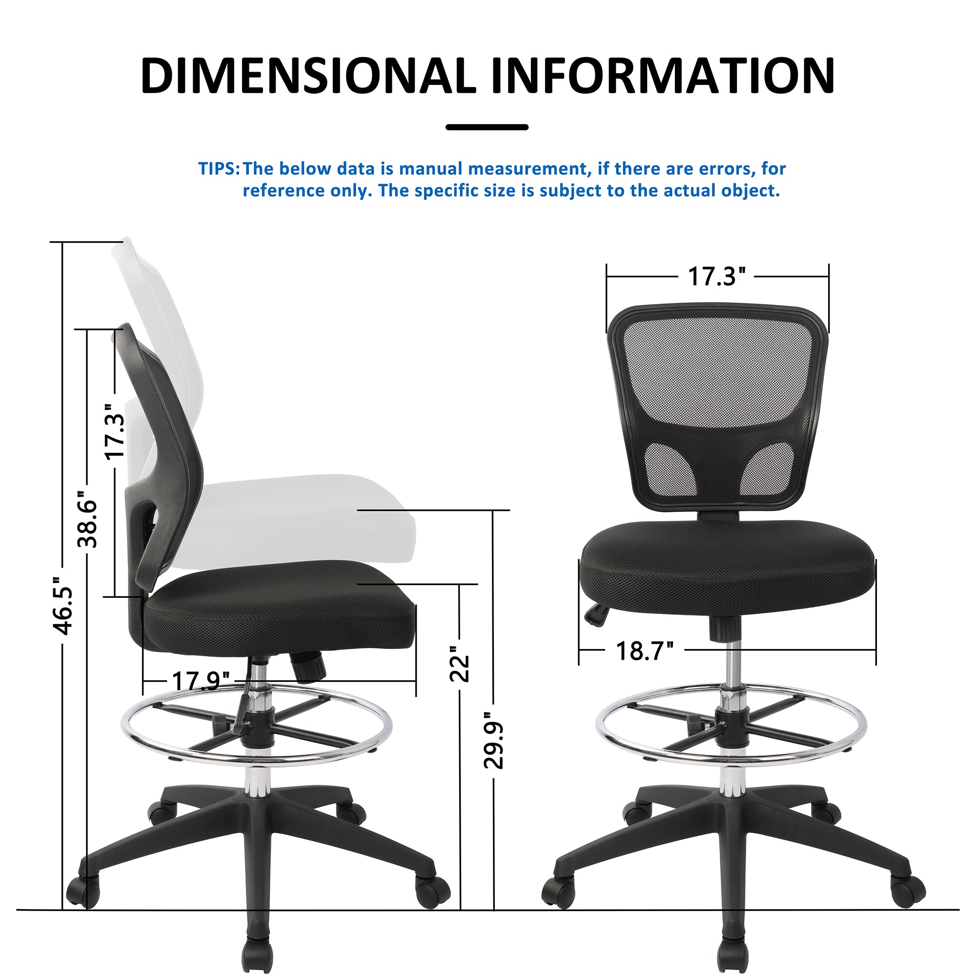 Flip Top Ergonomic Mesh Drafting Swivel Desk Chair Lumbar Support, Height Adjustable with Foot Ring Inbox Zero Upholstery Color: Black